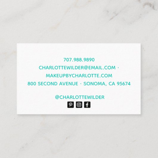 Script Signature Calligraphy Nail Salon Tech Blush Visitekaartje (Achterkant)