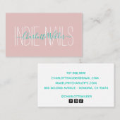 Script Signature Calligraphy Nail Salon Tech Blush Visitekaartje (Voorkant / Achterkant)