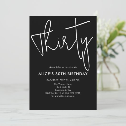 Script Signature Dertigday Black Kaart (Staand voorkant)