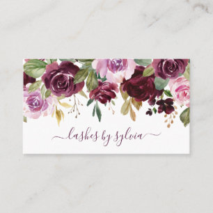 Script Signature Elegant Paarse Waterverf Floral Visitekaartje