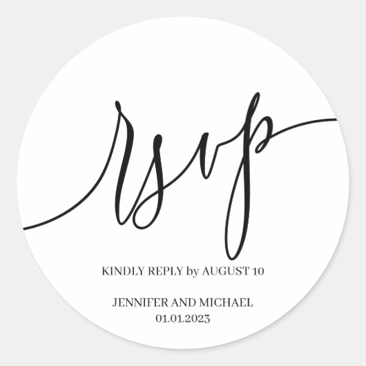 Script Signature Elegant RSVP Ronde Sticker (Voorkant)