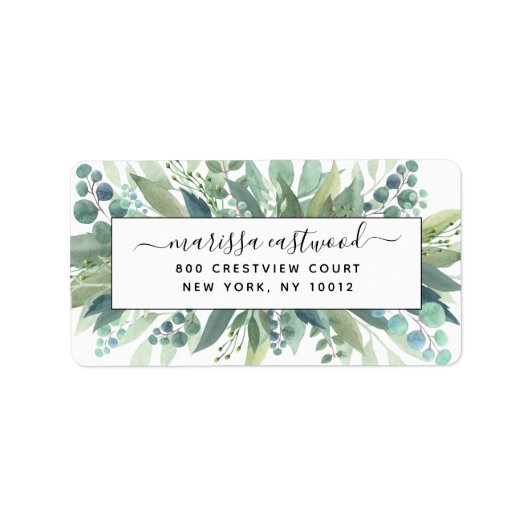 Script Signature Eucalyptus Return Address Label (Voorkant)