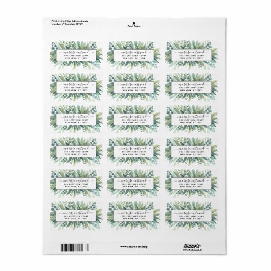 Script Signature Eucalyptus Return Address Label (Full Sheet)