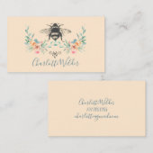 Script Signature Gepersonaliseerde Bee Floral Crea Contactkaartje (Voorkant / Achterkant)