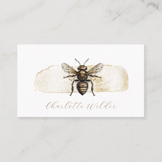Script Signature Gepersonaliseerde Gold Bee Contactkaartje (Voorkant)