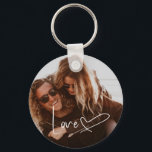 Script Signature Heart Photo Sleutelhanger<br><div class="desc">Foto en modern script met een schattig hart.</div>