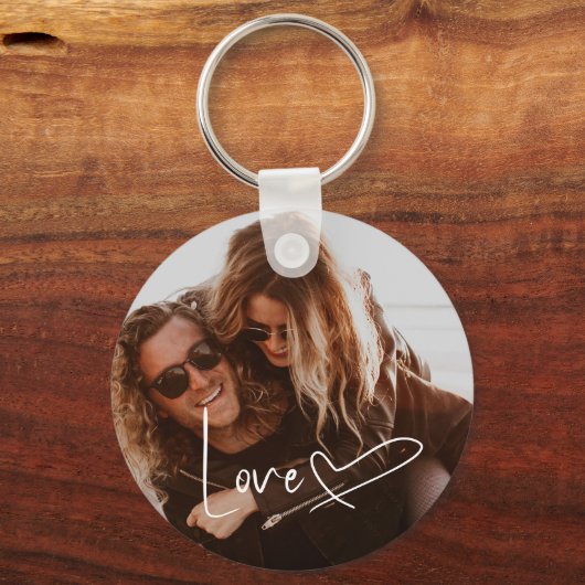 Script Signature Heart Photo Sleutelhanger (Voorkant)