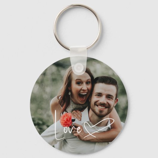 Script Signature Heart Photo Sleutelhanger (Achterkant)