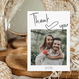 Script Signature Heart Photo Weddenschap Bedankkaart