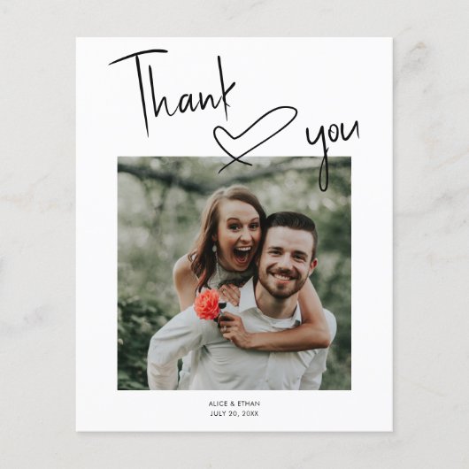 Script Signature Heart Photo Weddenschap Bedankt Flyer (Voorkant)