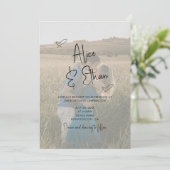 Script Signature Heart Photo Weddenschap Kaart (Staand voorkant)