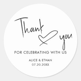 Script Signature Heart Weddenschap Bedankt Ronde Sticker