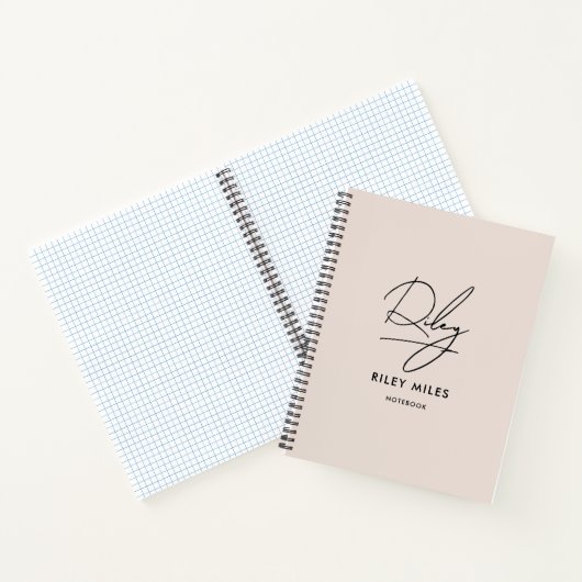 Script Signature Monogram Blush Pink Modern Chic Notitieboek (Binnen)