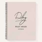 Script Signature Monogram Blush Pink Modern Chic Notitieboek (Voorkant)