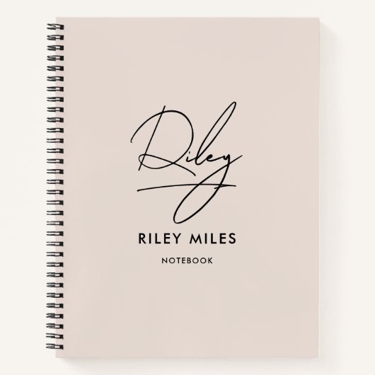 Script Signature Monogram Blush Pink Modern Chic Notitieboek (Voorkant)