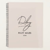 Script Signature Monogram Blush Pink Modern Chic Planner (Voorkant)