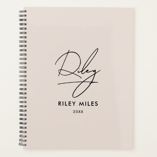 Script Signature Monogram Blush Pink Modern Chic Planner (Voorkant)