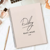 Script Signature Monogram Blush Pink Modern Chic Planner