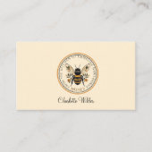 Script Signature Personalized Bee Floral Contactkaartje (Voorkant)