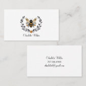 Script Signature Personalized Bee Floral  Contactkaartje (Voorkant / Achterkant)