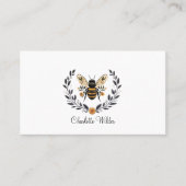 Script Signature Personalized Bee Floral  Contactkaartje (Voorkant)