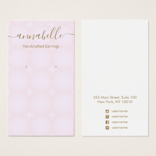 Script Signature Pink Glow Earring Display Kaart (Voorkant /achterkant)