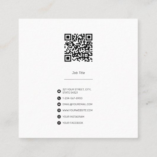 Script Signature Professional Minimalistische QR-c Vierkante Visitekaartje (Achterkant)