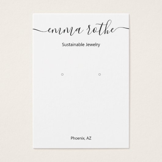 Script Signature White Earring Display Kaart (Voorkant)
