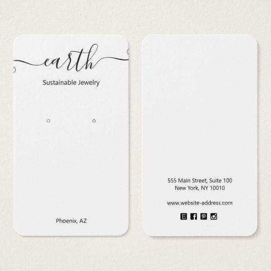 Script Signature White Earring Display Kaart (Voorkant /achterkant)
