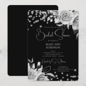 Script Silver Floral Glitter Vrijgezellenfeest Bla Kaart (Voorkant / Achterkant)