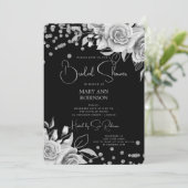 Script Silver Floral Glitter Vrijgezellenfeest Bla Kaart (Staand voorkant)