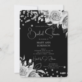 Script Silver Floral Glitter Vrijgezellenfeest Bla Kaart