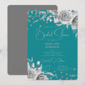 Script Silver Floral Glitter Vrijgezellenfeest Bla Kaart (Voorkant / Achterkant)