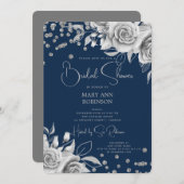 Script Silver Floral Glitter Vrijgezellenfeest Nav Kaart (Voorkant / Achterkant)