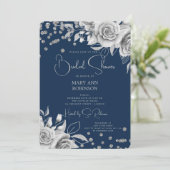 Script Silver Floral Glitter Vrijgezellenfeest Nav Kaart (Staand voorkant)