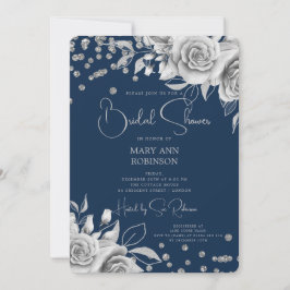 Script Silver Floral Glitter Vrijgezellenfeest Nav Kaart