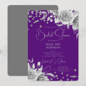 Script Silver Floral Glitter Vrijgezellenfeest Paa Kaart (Voorkant / Achterkant)