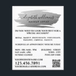 Script Silver Foil Brushstroke Makeup Artist Flyer<br><div class="desc">De Zilveren van het manuscript borstelpenseel Makeup kunstenaar Adverteren broers door de opslag van het Visitekaartje.</div>