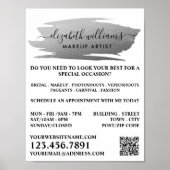 Script Silver Foil Brushstroke Makeup Artist Poster (Voorkant)