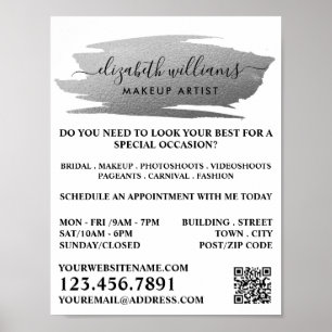 Script Silver Foil Brushstroke Makeup Artist Poster