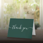 Script Simple Modern Elegant Emerald Green Bedankkaart<br><div class="desc">Emerald green,  eenvoudig modern elegant script,  bedankt je kaart. U kunt zich met uw eigen dank personaliseren u bericht op het omgekeerde of als u verkiest uw eigen handgeschreven bericht toe te voegen schrappen eenvoudig de tekst. Een perfecte manier om je te bedanken! Ontworpen door: Thisnotme©</div>