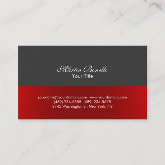 Script Simple Red Grey Consultant Visitekaartje (Voorkant)