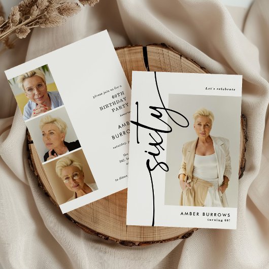 Script Sixty 4 Foto Collage 60e Verjaardag Kaart