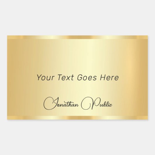 Script Sjabloon Typografie Elegant Gold Look Rechthoekige Sticker (Voorkant)