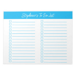 Script Sky Blue 8.5x11 Checklist met twee kolommen Notitieblok
