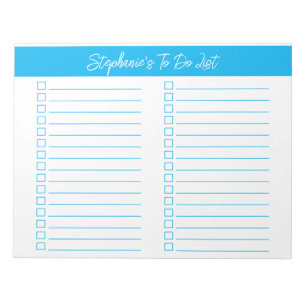 Script Sky Blue 8.5x11 Checklist met twee kolommen Notitieblok