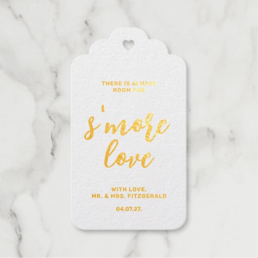 Script S'more Love Real Gold Scalloped Cadeaulabels (Voorkant)