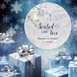 Script Sneeuwende Sneeuw Winter Huwelijk Ronde Sticker