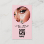 Script Sociaal Icoon QR Code Foto Make-up Artiest Visitekaartje (Voorkant)