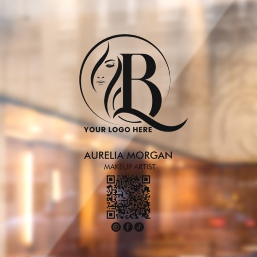 Script Sociaal Icoon QR Code Logo Make-up Artiest Raamsticker (Vel 2)